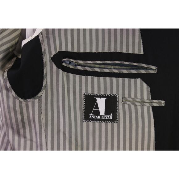 Antar Levar Bespoke Black Wide Peak Lapel 2-Btn Wool Blazer Jacket 40L - Picture 8 of 8